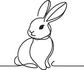 Easter Bunny Line Art black Vector