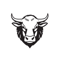 Cow head silhouette on white background. Cow logo design. Vector illustration.