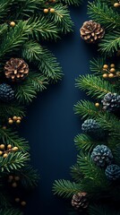 Cozy winter frame pinecone texture high resolution picture