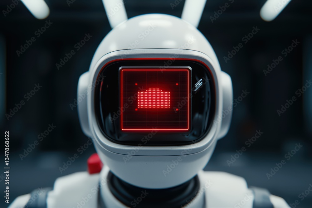 Poster futuristic robotic ai security guard concept with advanced features and intuitive design