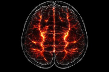 Fototapeta premium Highly Detailed Concept of Brain with MRI Scan Visualization and Neural Activity Display