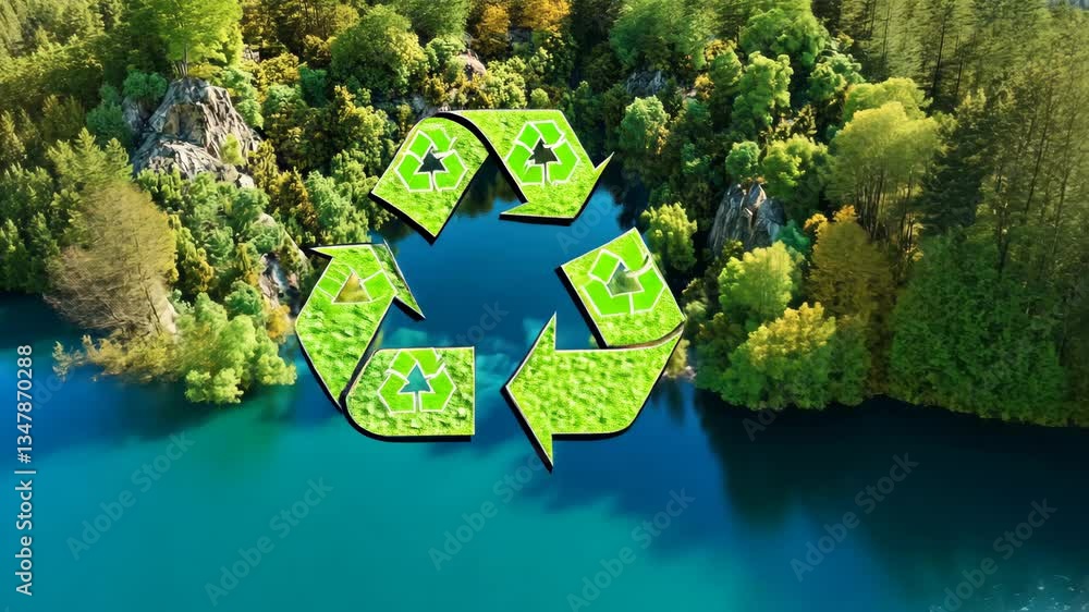 Poster ecological symbol promoting recycle and reuse in nature generative ai