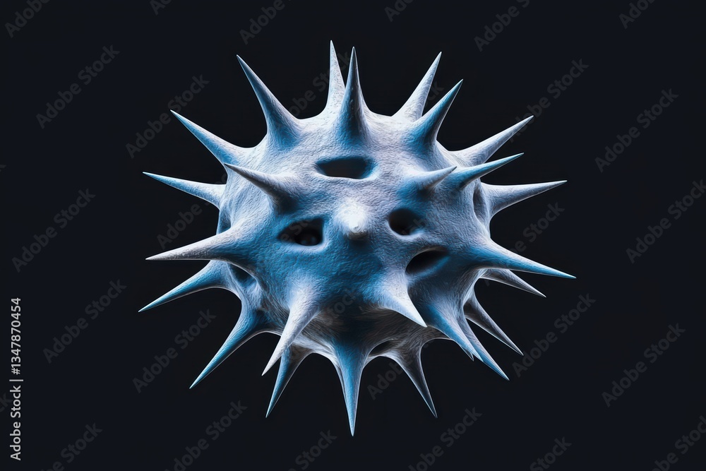 Aufkleber close-up view of a dangerous pathogen with spines on a dark background