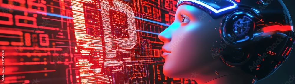 Poster futuristic ai marketing concept with data-driven insights and digital interfaces