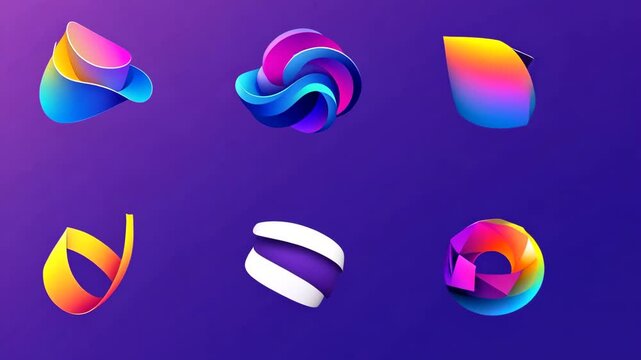 Creative Geometric Abstract Logo Collection in Vibrant Colors Generative AI