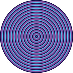 Visual effect created by neon purple and blue circles getting progressively smaller