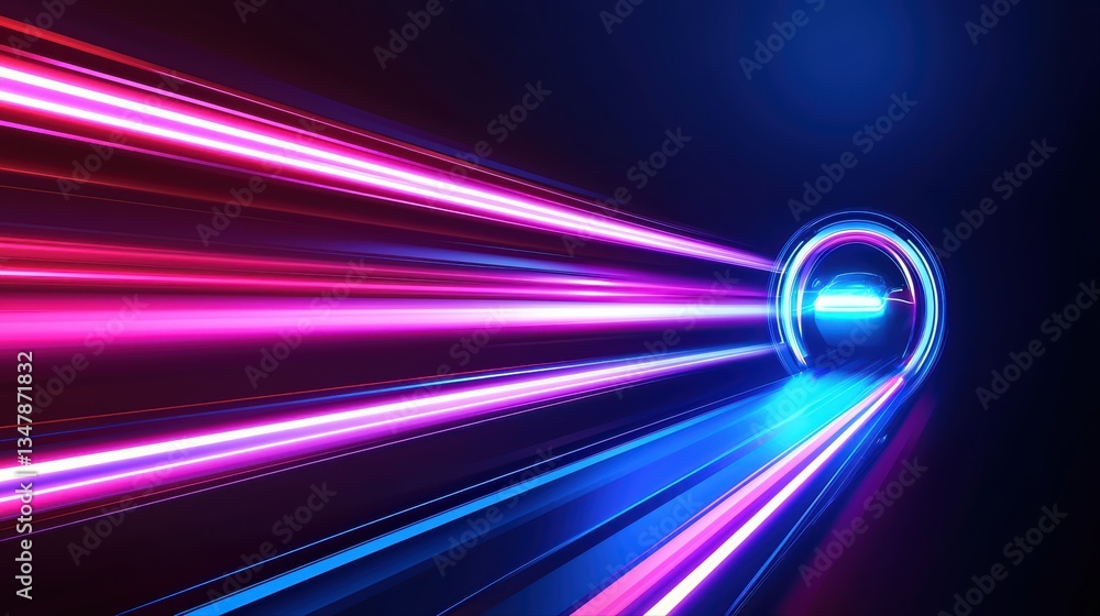 Poster futuristic hyperloop travel concept with high-speed light effects in a tunnel