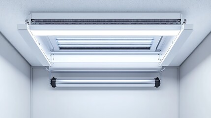 Integrated Ceiling Light and Roller Blind System: Modern Interior Design Element