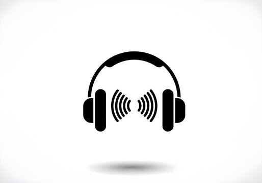 A simple black icon shows a pair of headphones with sound waves emanating from the center.