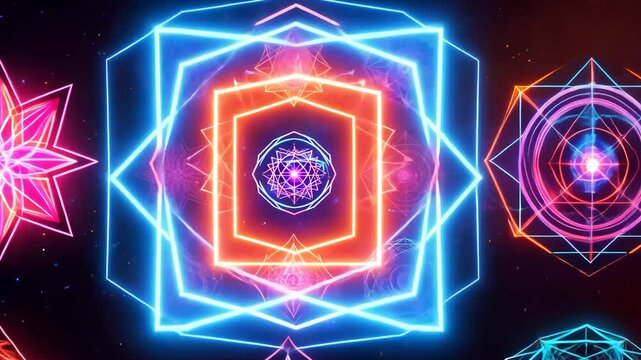 Geometrical Abstract Logos Collection With Vibrant Colors Generative AI