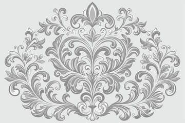 Obraz premium Classic Ornate Floral Damask Pattern in Soft Gray, Timeless Design for Stylish Home Decor and Wallpapers Pattern Background