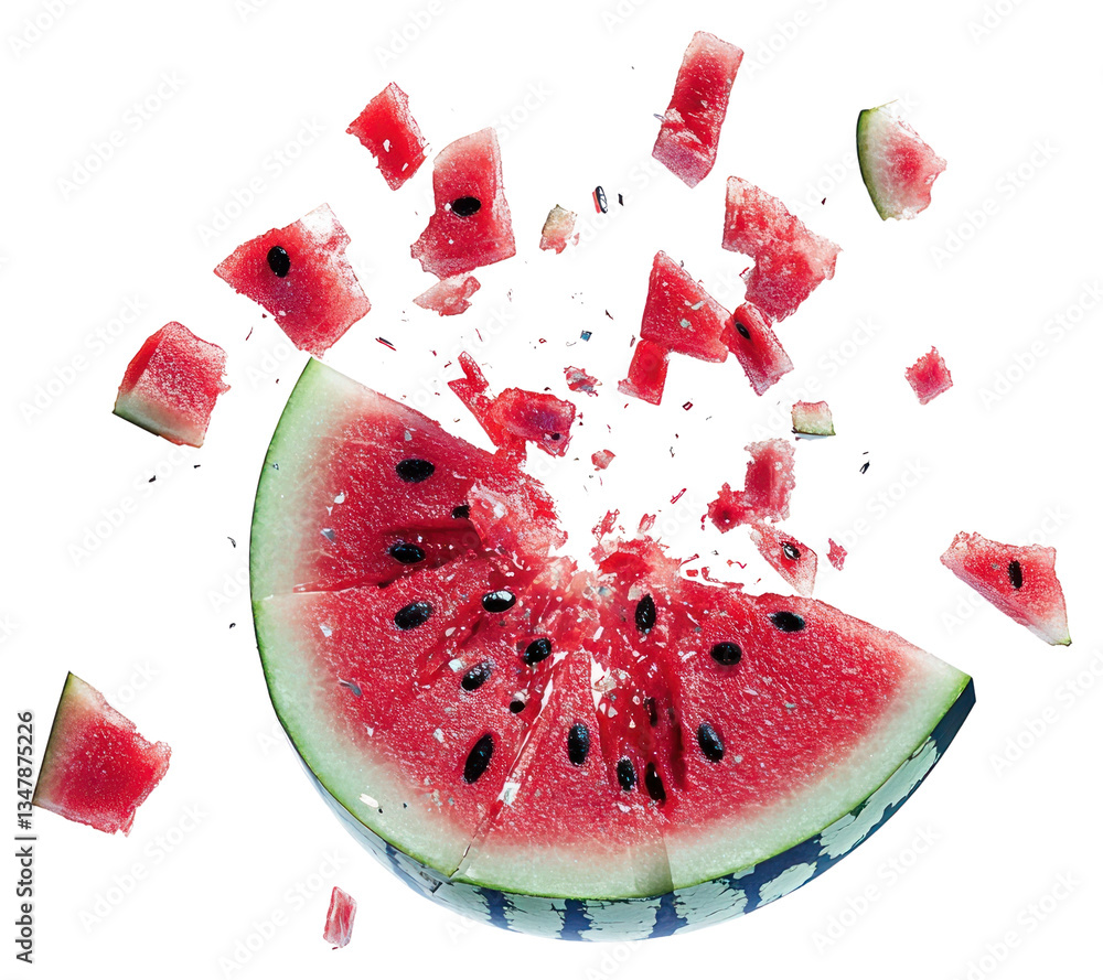 Poster png a watermelon slice watermelon exploding slices.
