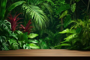 Lush Rainforest Ecosystem Close-Up with Vibrant Foliage and Rich Green Colors