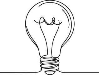 Electric Light Bulb Line Art Black Vector