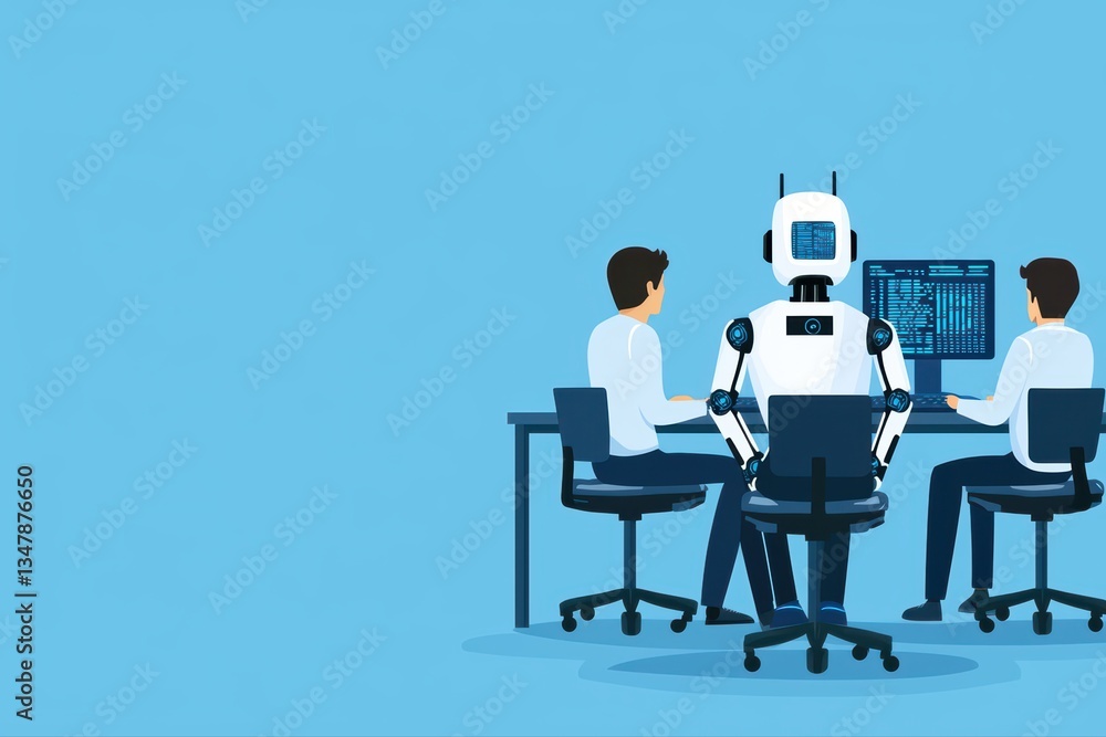 Poster engaging stem education concepts with students and a robot in interactive learning environment