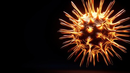 Fototapeta premium Highly Detailed Close-Up Concept of a Virus with Spikes and Glow on Dark Background