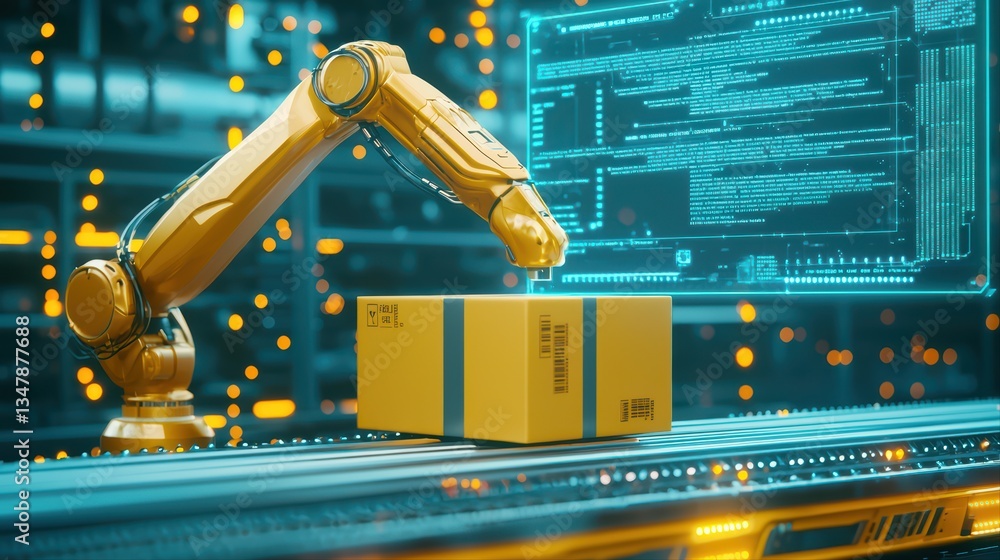 Poster advanced robotic arm for automated warehouse operations and efficient package handling