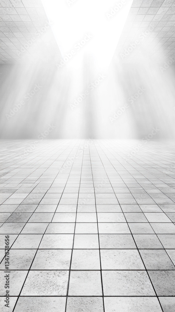 Poster a white and grey room with a large window that lets in a lot of light. the room is empty and has a v