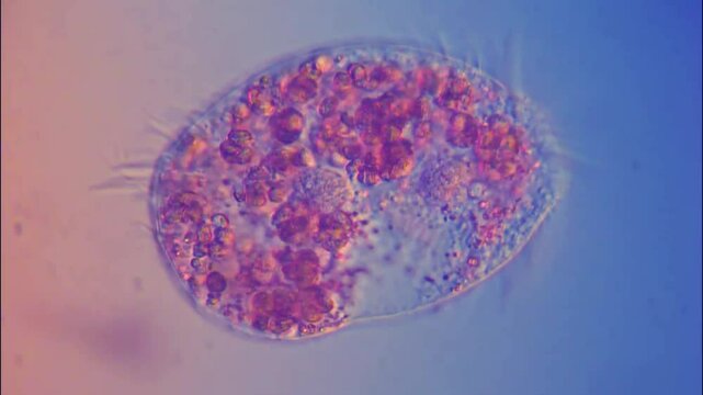 Hypotrich sp. Ciliate in fresh water-400x DIC microscope