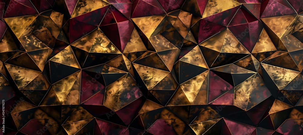 Aufkleber background with tessellation of equilateral triangles in warm earthy tones – empty template for web 