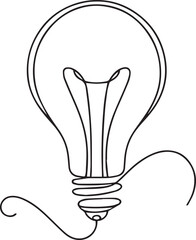 Electric Light Bulb Line Art Black Vector