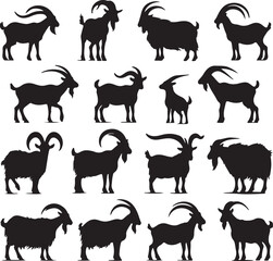 goat silhouettes vector on white background