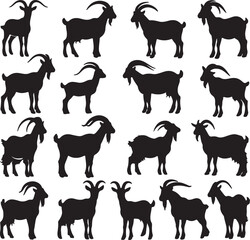 goat silhouettes vector on white background