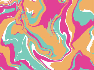 Colorful fluid wavy background in teal and light pink color. Distorted liquid texture, Wavy swirl candy pattern for poster, cover, Abstract background with teal and light waves, retro style.