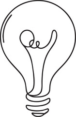 Electric Light Bulb Line Art Black Vector