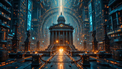 A disruptive technology challenging the dominance of centralized financial institutions, ushering in a new era of financial sovereignty. Concept of financial decentralization. 