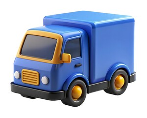 3d blue delivery truck icon isolated on white background