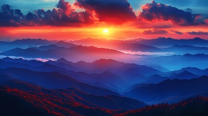 Fototapeta premium Mountain Sunset Panorama