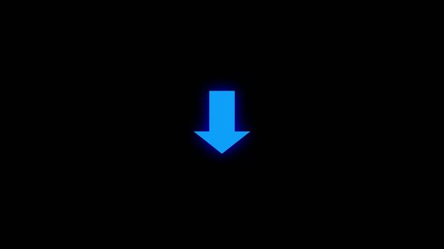Download button icon. Bouncing up and down red arrow with a black background. Upload arrow icon animation on 4k video. Animated arrow bouncing slide to down, Animated arrow icon pointing down.