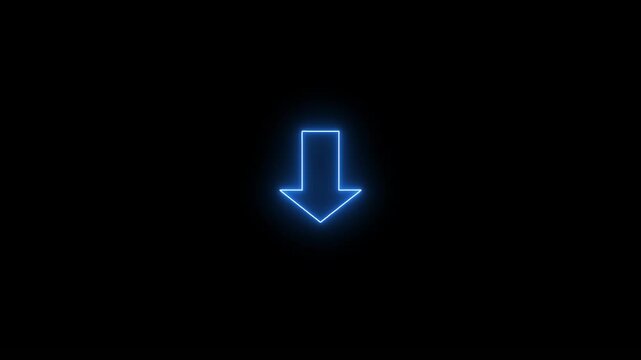 Download button icon. Bouncing up and down red arrow with a black background. Upload arrow icon animation on 4k video. Animated arrow bouncing slide to down, Animated arrow icon pointing down.