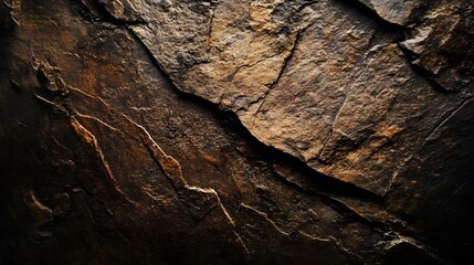 Close-up of textured brown stone surface with subtle highlights, conveying depth and natural elegance