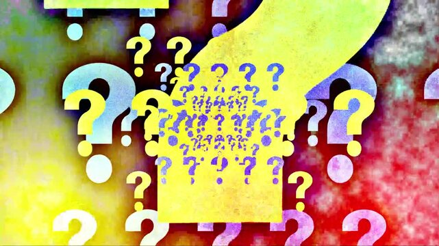 question mark sign flaying background. Question Mark Background. Flying Through Glowing cyan Color Question Mark. Animation of 6 types of question marks with transparent background.
