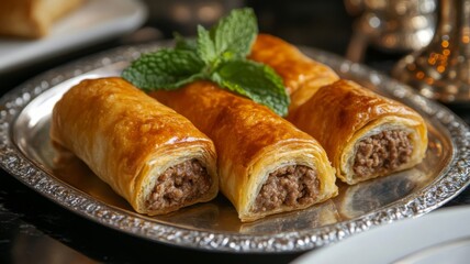 Golden Brown Pastry Rolls Filled With Savory Ground Meat