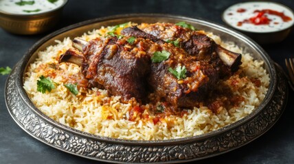 Braised Lamb Shank Biryani Rice Dish