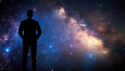 Fototapeta premium Businessman gazing at starry night.