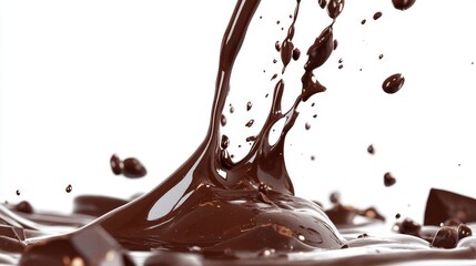 melted chocolate, chocolate vector. chocolate on white background. Flowing liquid isolated on white background. leaking, splashing, spilling liquid.