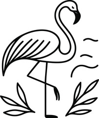 Flamingo Silhouette Digital Vector, Elegant and Minimalist Line Art