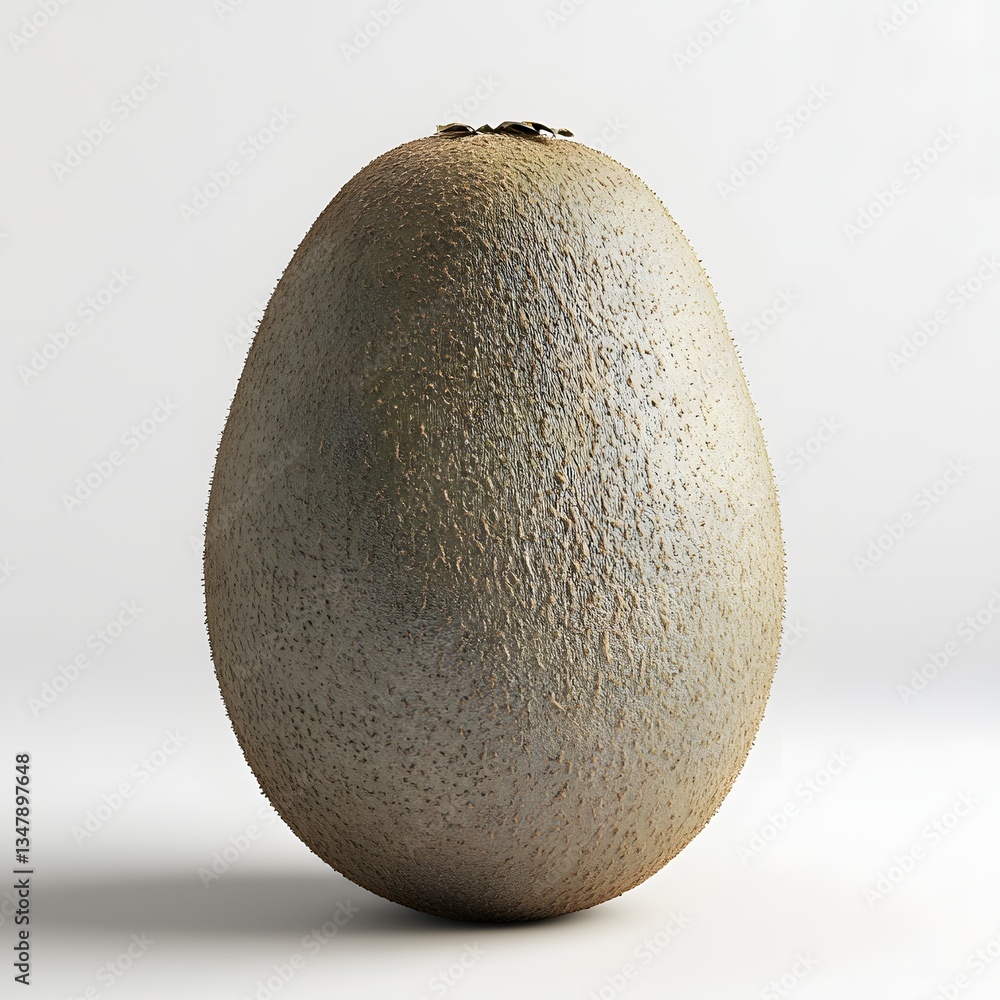 Poster a single kiwi fruit is shown on a white background. the image is clean and simple. fruit isolated on