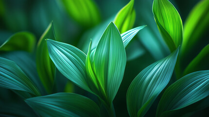 Obraz premium Vibrant green leaf texture in close-up, showcasing nature's organic beauty and intricate details.