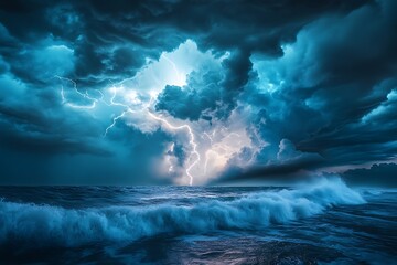 A storm scene bursts with lightning bolts amid chaos evoking awe and danger  
