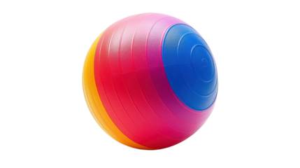 Colorful sensory ball rotating on transparent background for developing motor skills
