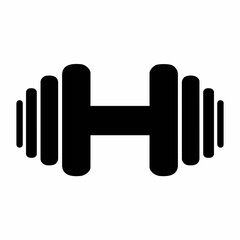 Obraz premium Black Dumbbell Icon Fitness Strength Training Symbol. Vector image
