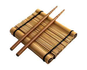 Bamboo Sushi Mat with Wooden Chopsticks Ready for Sushi Preparation