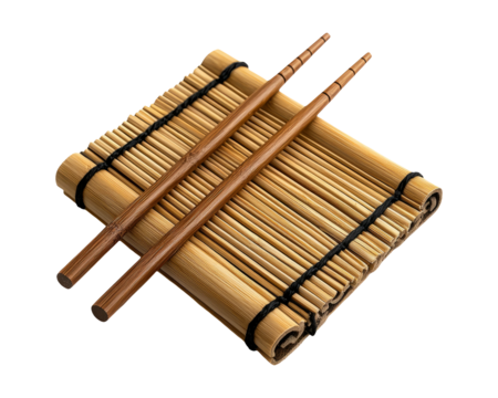 Bamboo Sushi Mat with Wooden Chopsticks Ready for Sushi Preparation