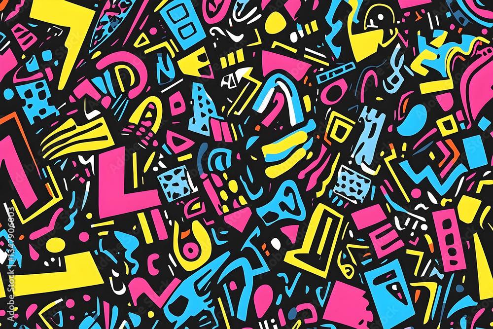 Poster dynamic abstract pattern with bold geometric shapes in vibrant colors