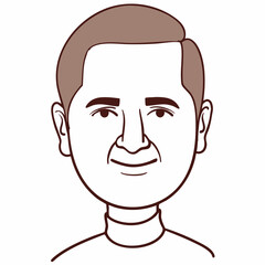 Vector Illustration of a Man with Short Hair Wearing a Turtleneck. Vector image